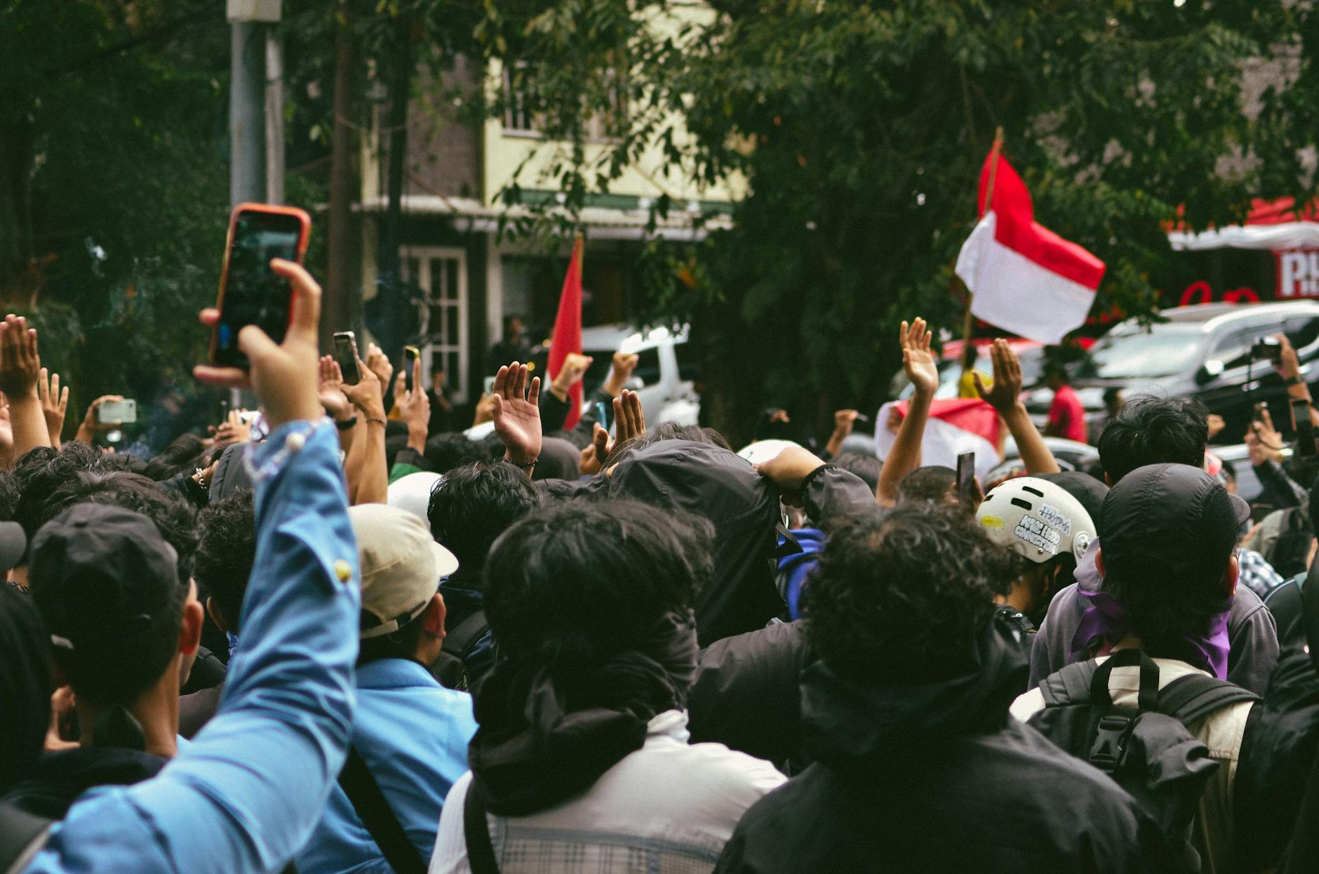 indonesian street protest in bandung city