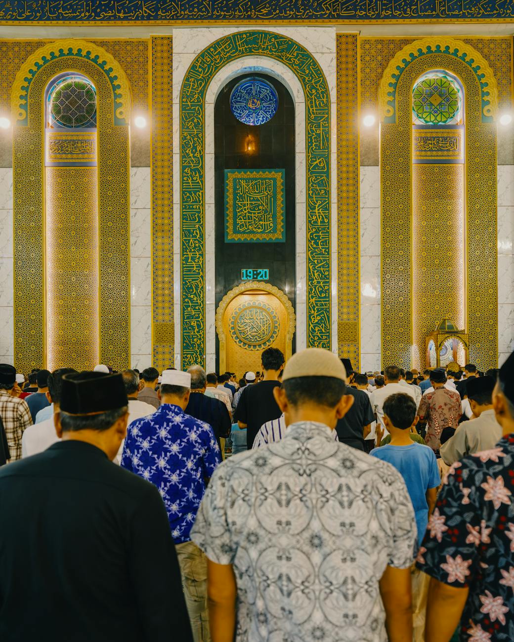 congregational prayer in a beautiful indonesian mosque
